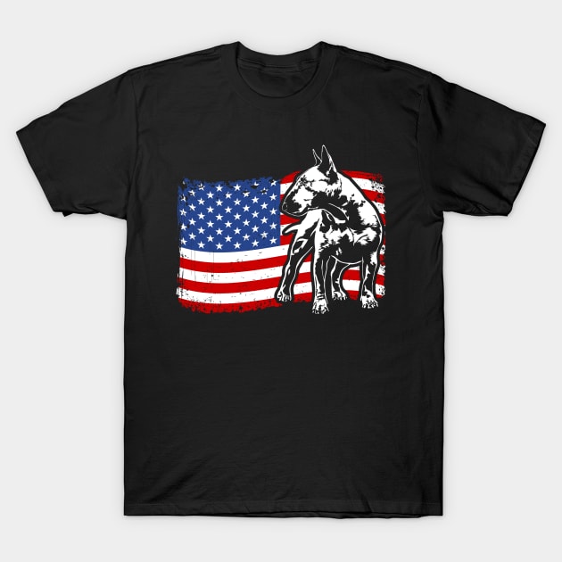 Proud Bull Terrier American Flag patriotic dog T-Shirt by wilsigns